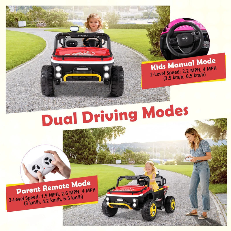 24V Ride on Toy for Kids 2 Seater Ride on Truck Car with Horn Music Story by DirectDeals