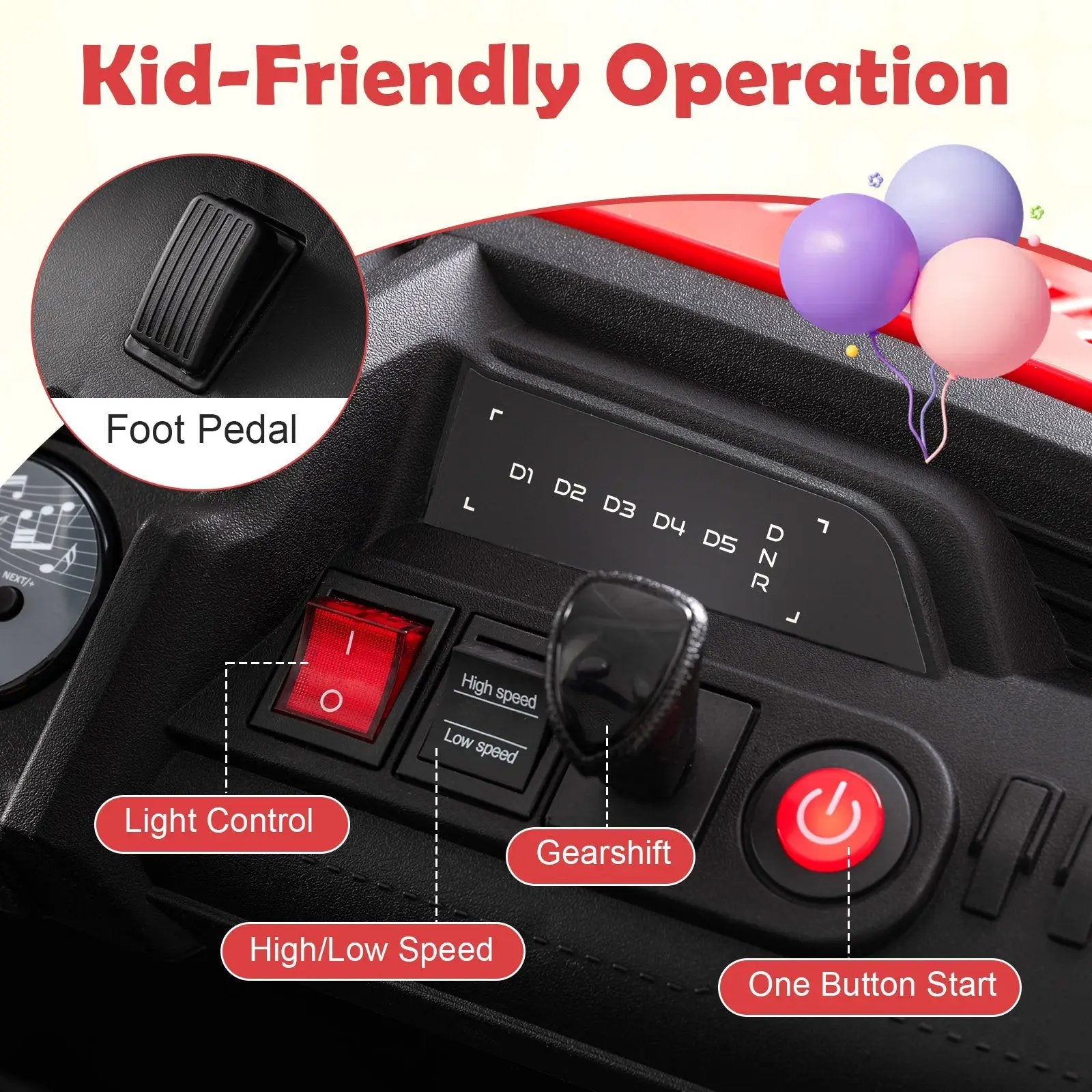 24V Ride on Toy for Kids 2 Seater Ride on Truck Car with Horn Music Story by DirectDeals