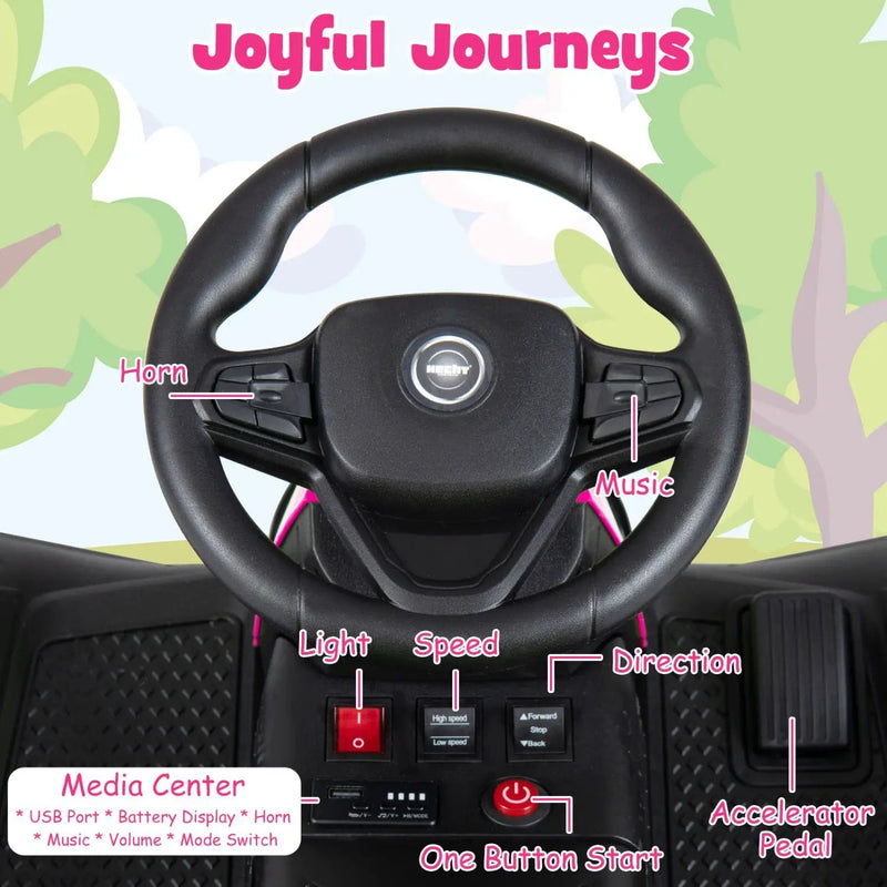 24V Ride on Tractor with Detachable Trailer and Music for Boys Girls by DirectDeals