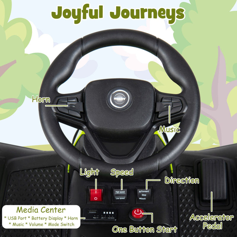 24V Ride on Tractor with Detachable Trailer and Music for Boys Girls by DirectDeals