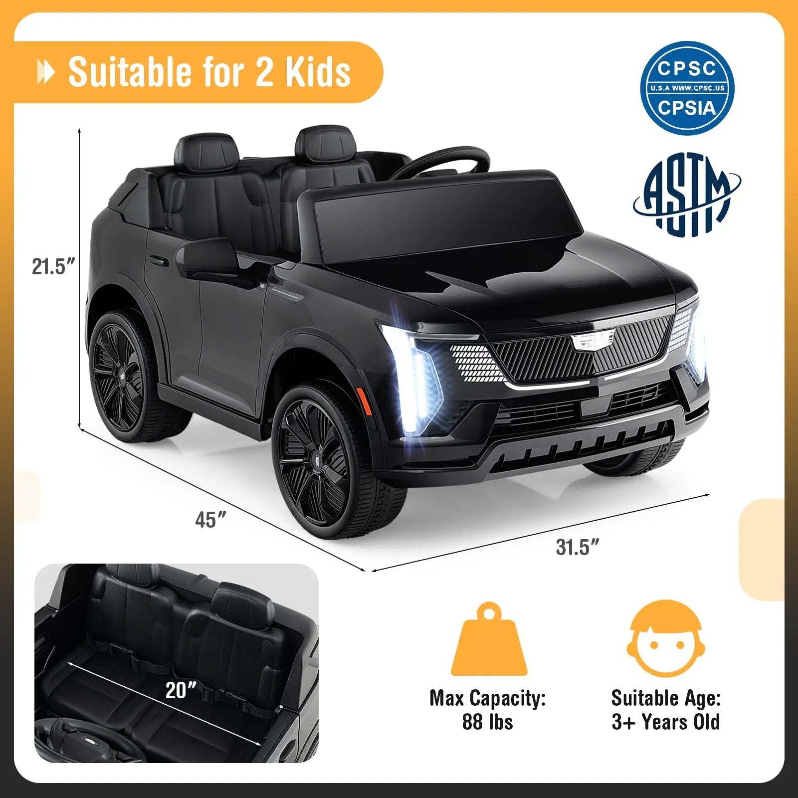 24V Ride on Truck 2-Seater Licensed Cadillac with Remote Control by DirectDeals