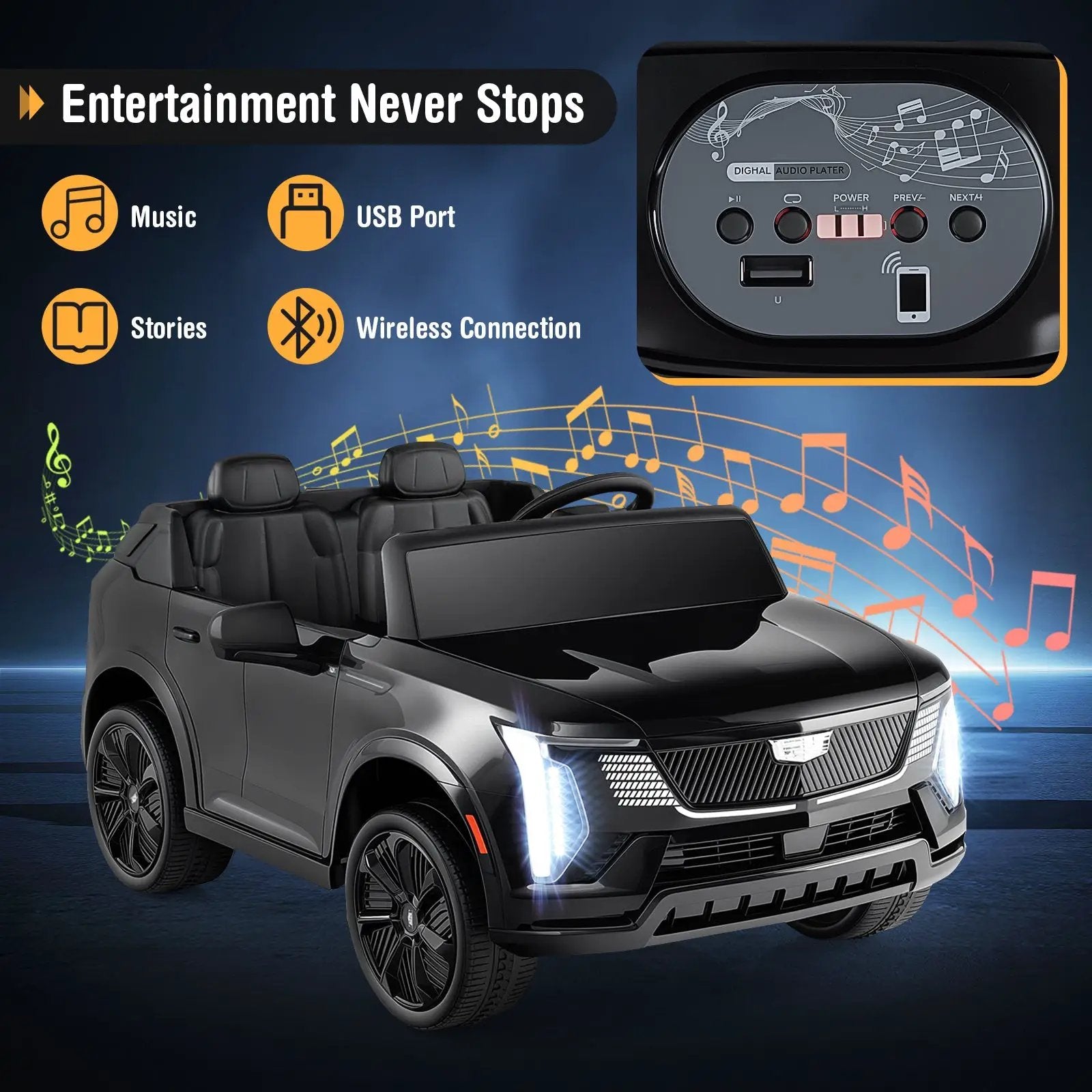 24V Ride on Truck 2-Seater Licensed Cadillac with Remote Control by DirectDeals