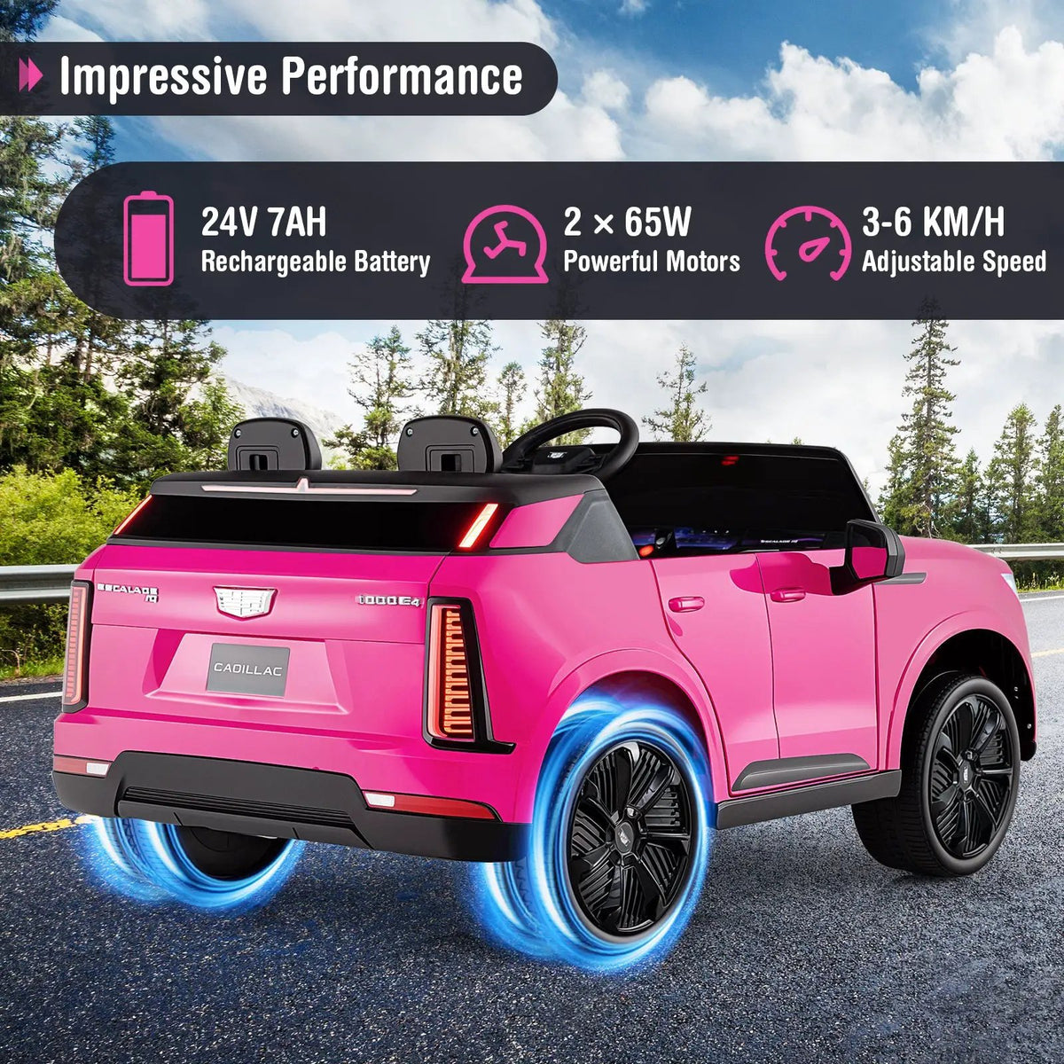 24V Ride on Truck 2-Seater Licensed Cadillac with Remote Control, photo 16 of 24