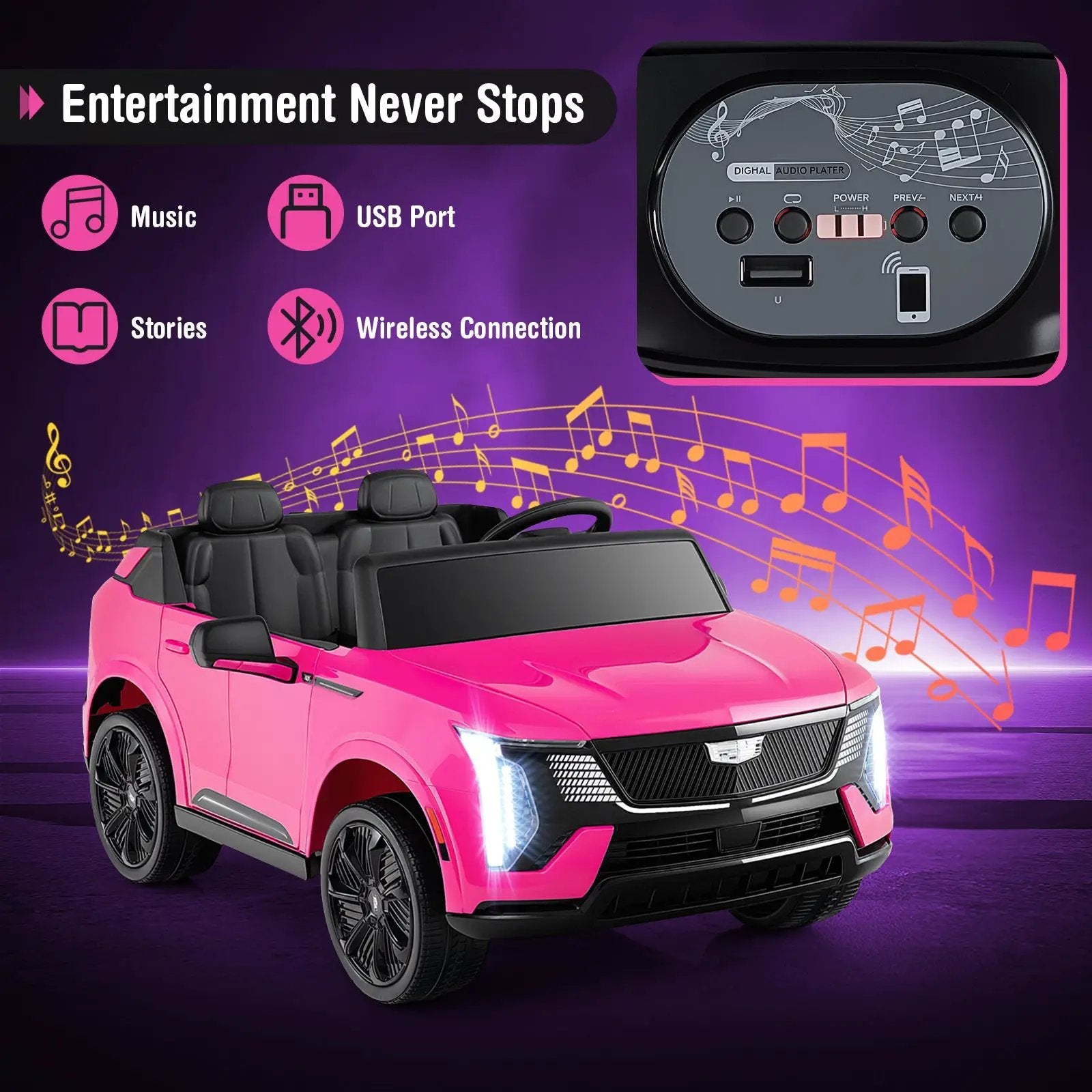 24V Ride on Truck 2-Seater Licensed Cadillac with Remote Control by DirectDeals