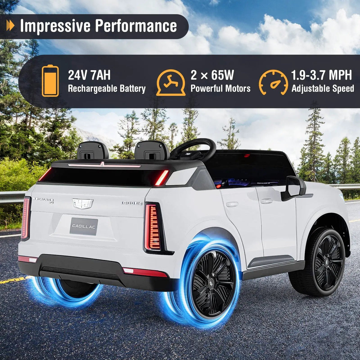 24V Ride on Truck 2-Seater Licensed Cadillac with Remote Control, photo 11 of 24