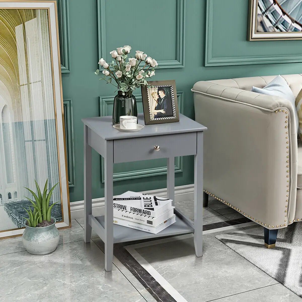 Wooden Nightstand End Table Storage Display, photo 14 of 16