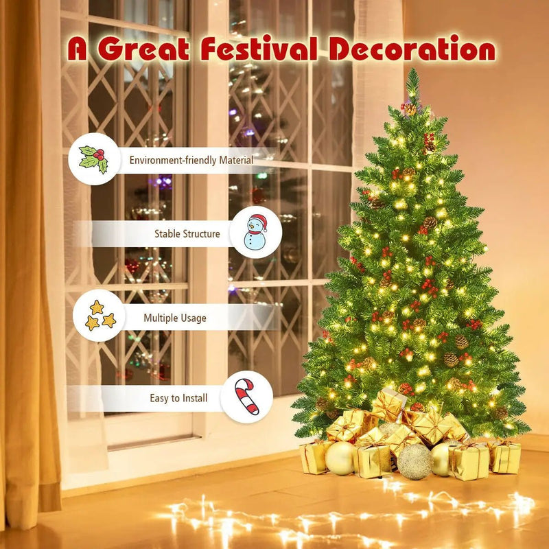 4.5 Feet Pre-lit Hinged Christmas Tree with 300 LED Lights by DirectDeals