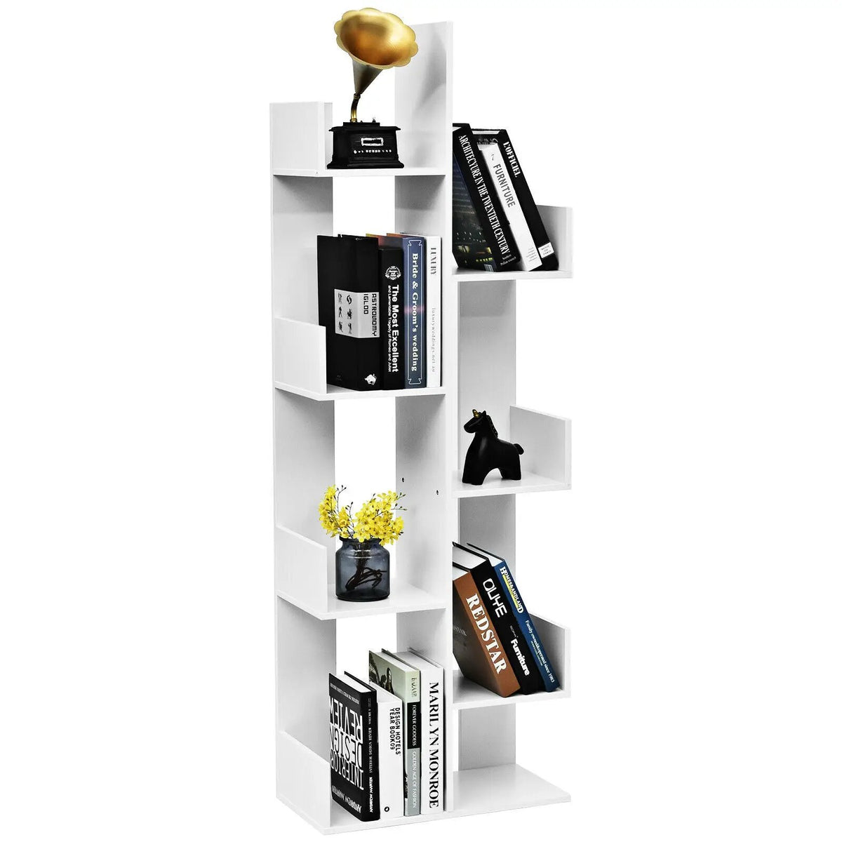 8-Tier Bookshelf Bookcase with 8 Open Compartments Space-Saving Storage Rack, photo 6 of 10