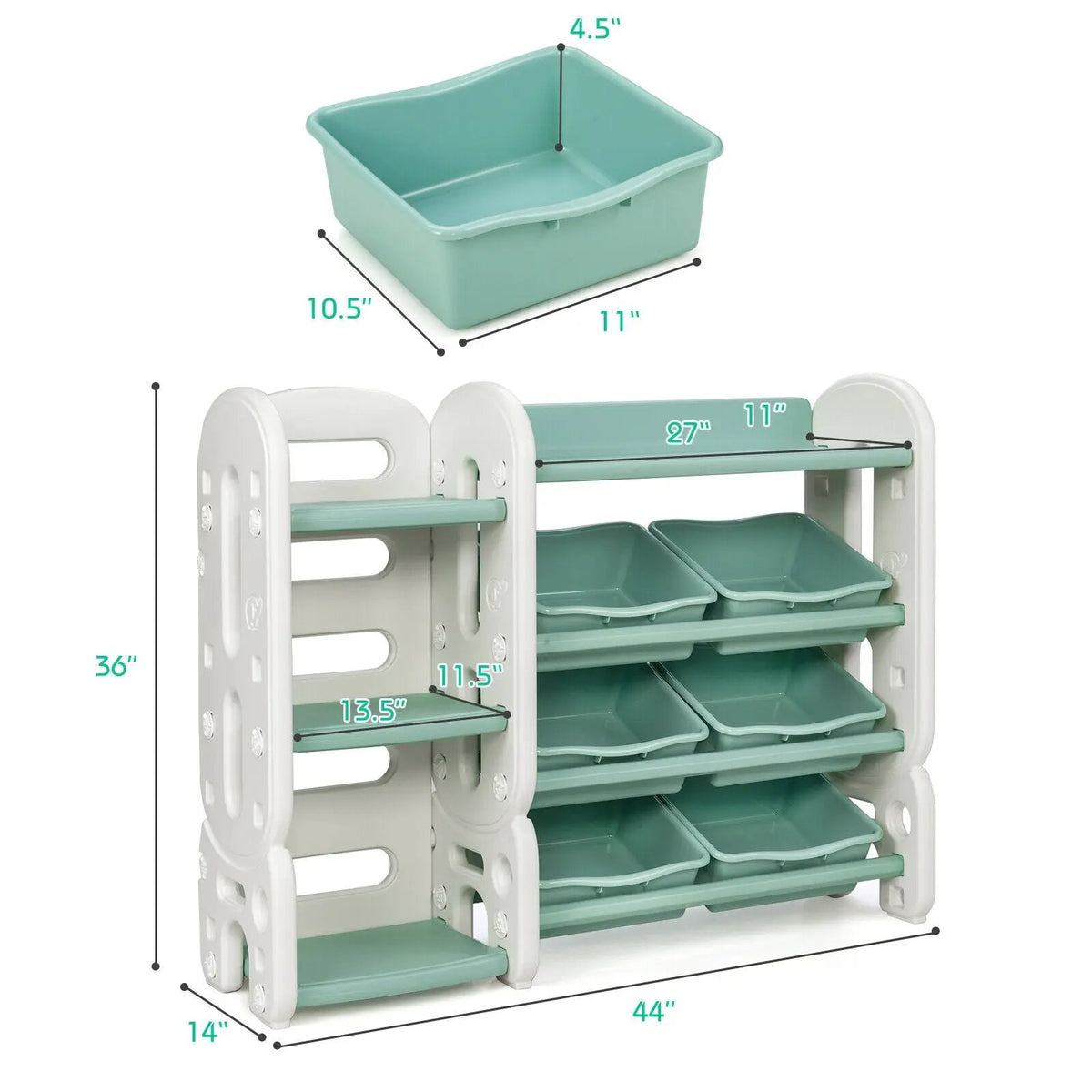 Kids Toy Storage Organizer with Bins and Multi-Layer Shelf for Bedroom Playroom, photo 6 of 16