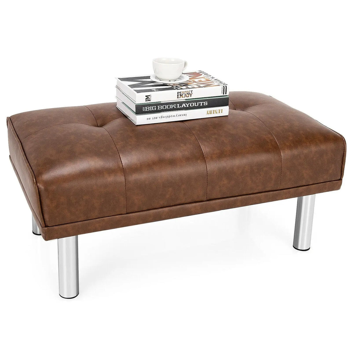 Rectangle Tufted Ottoman with Stainless Steel Legs for Living Room, photo 8 of 16
