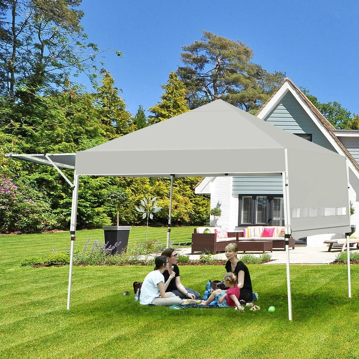 17 Feet x 10 Feet Foldable Pop Up Canopy with Adjustable Instant Sun Shelter, photo 2 of 32