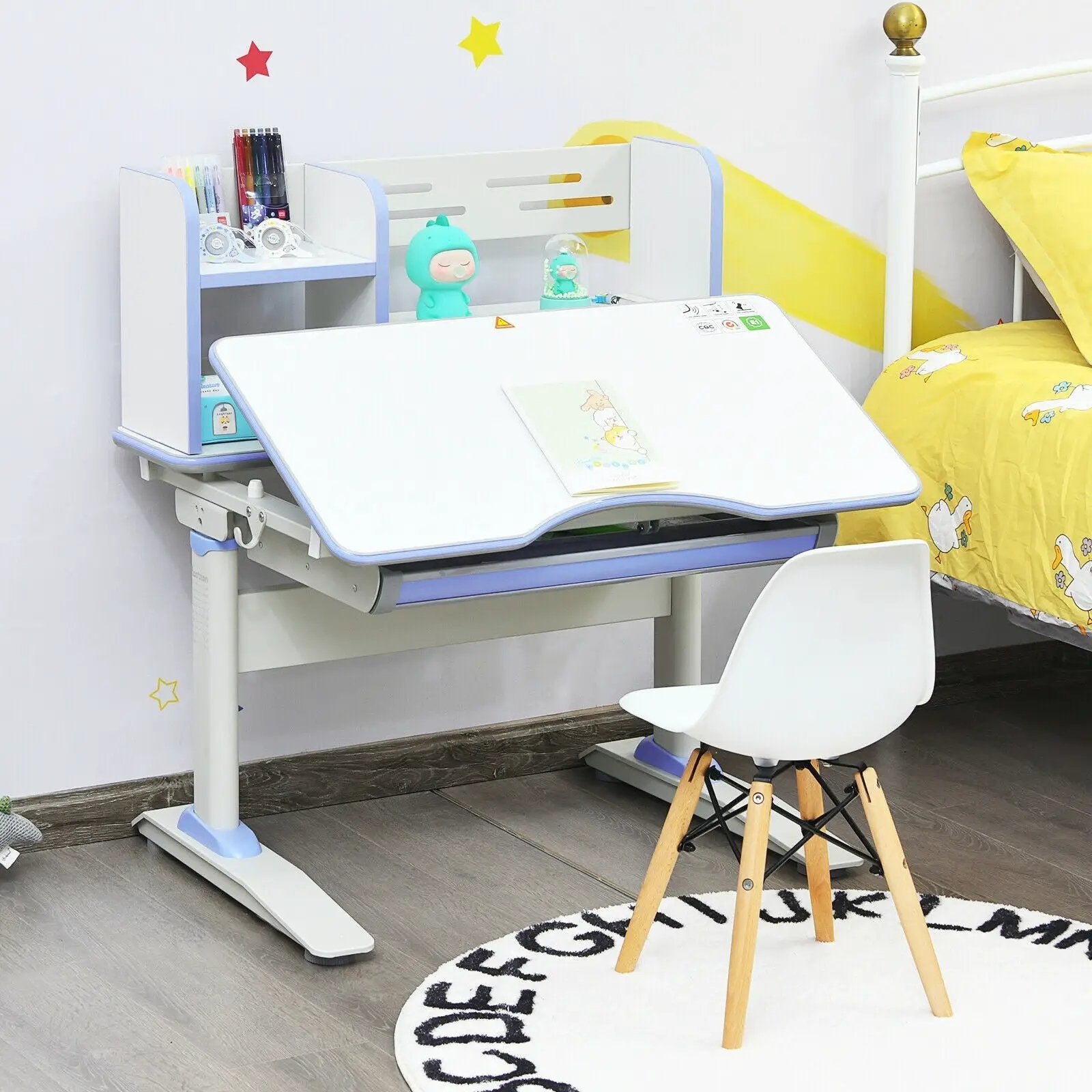 Kids Multifunctional Writing Desk with Tilt Desktop and Book Shelf by DirectDeals
