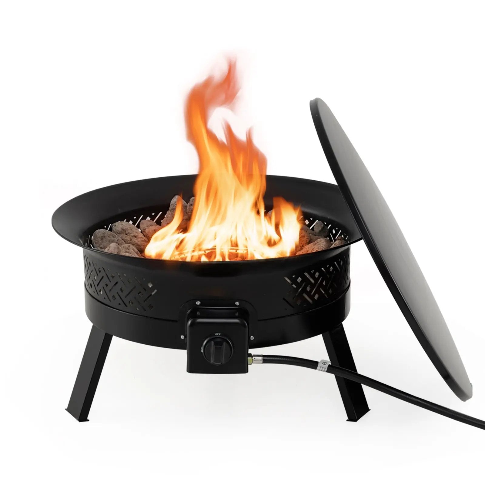 24.5 Inch Portable Propane Fire Pit with Carry Strap and Folding Legs by DirectDeals