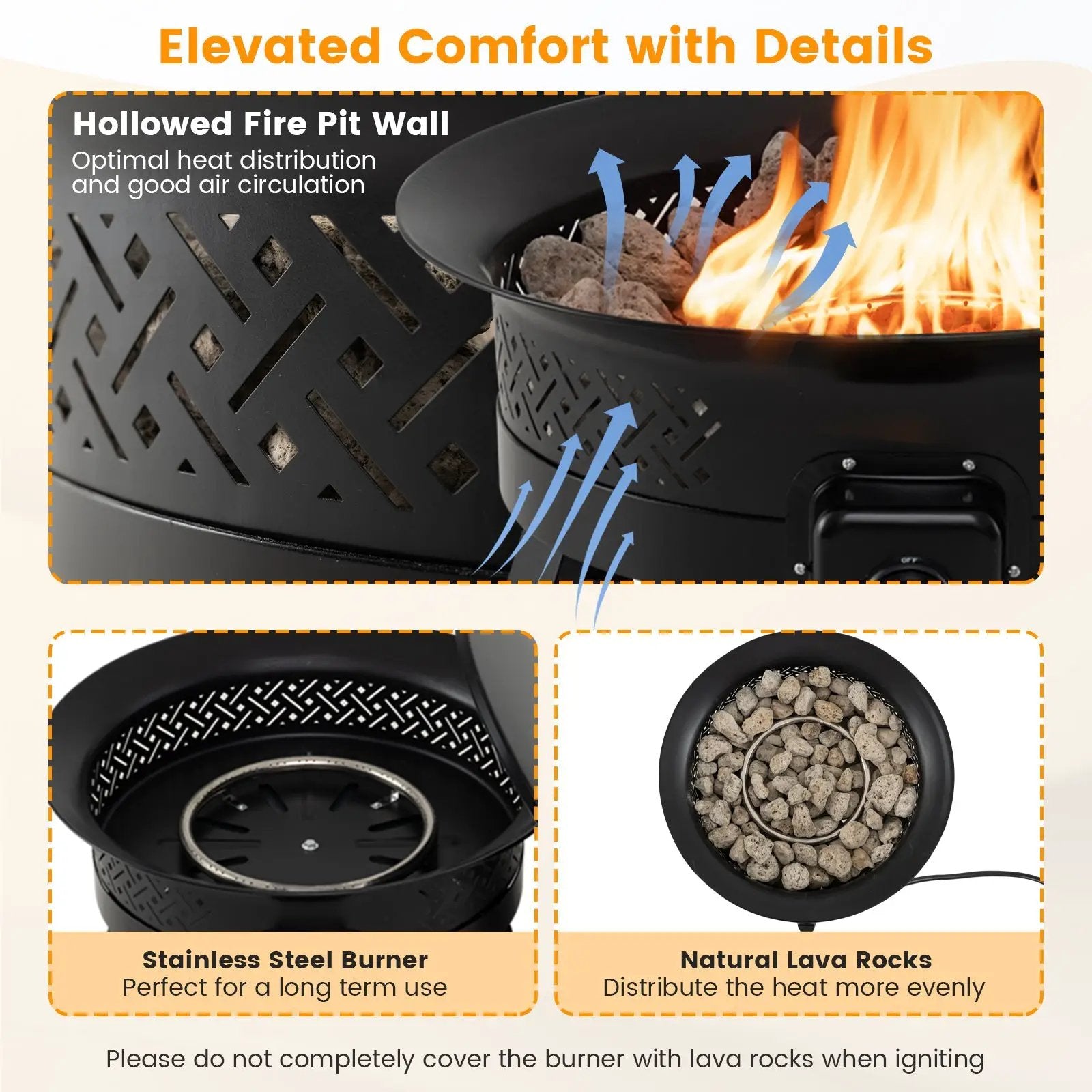 24.5 Inch Portable Propane Fire Pit with Carry Strap and Folding Legs by DirectDeals