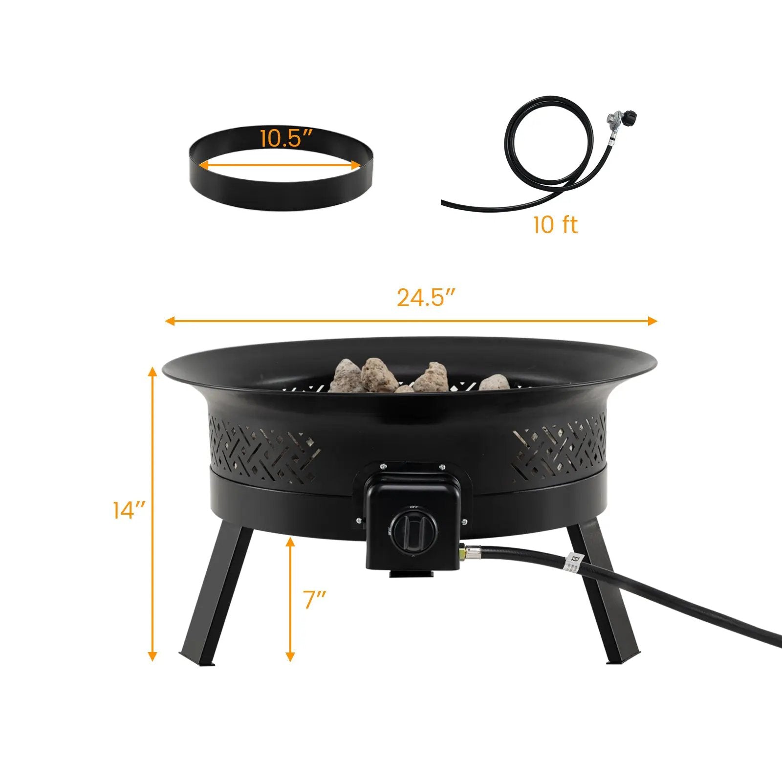24.5 Inch Portable Propane Fire Pit with Carry Strap and Folding Legs by DirectDeals