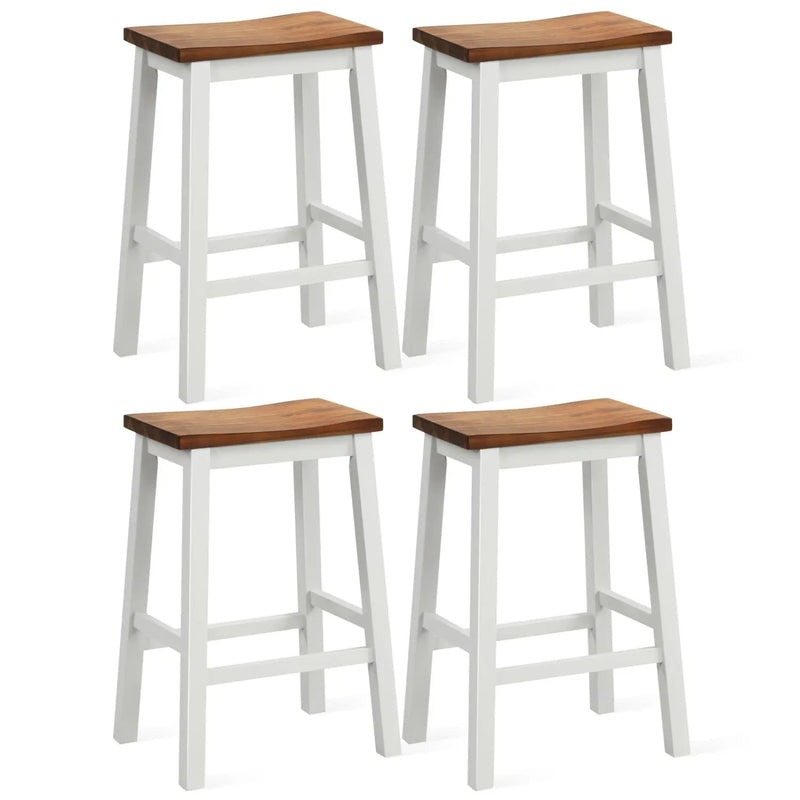 Saddle Bar Stools Set of 4 with Footrests, 24.5-Inch by DirectDeals