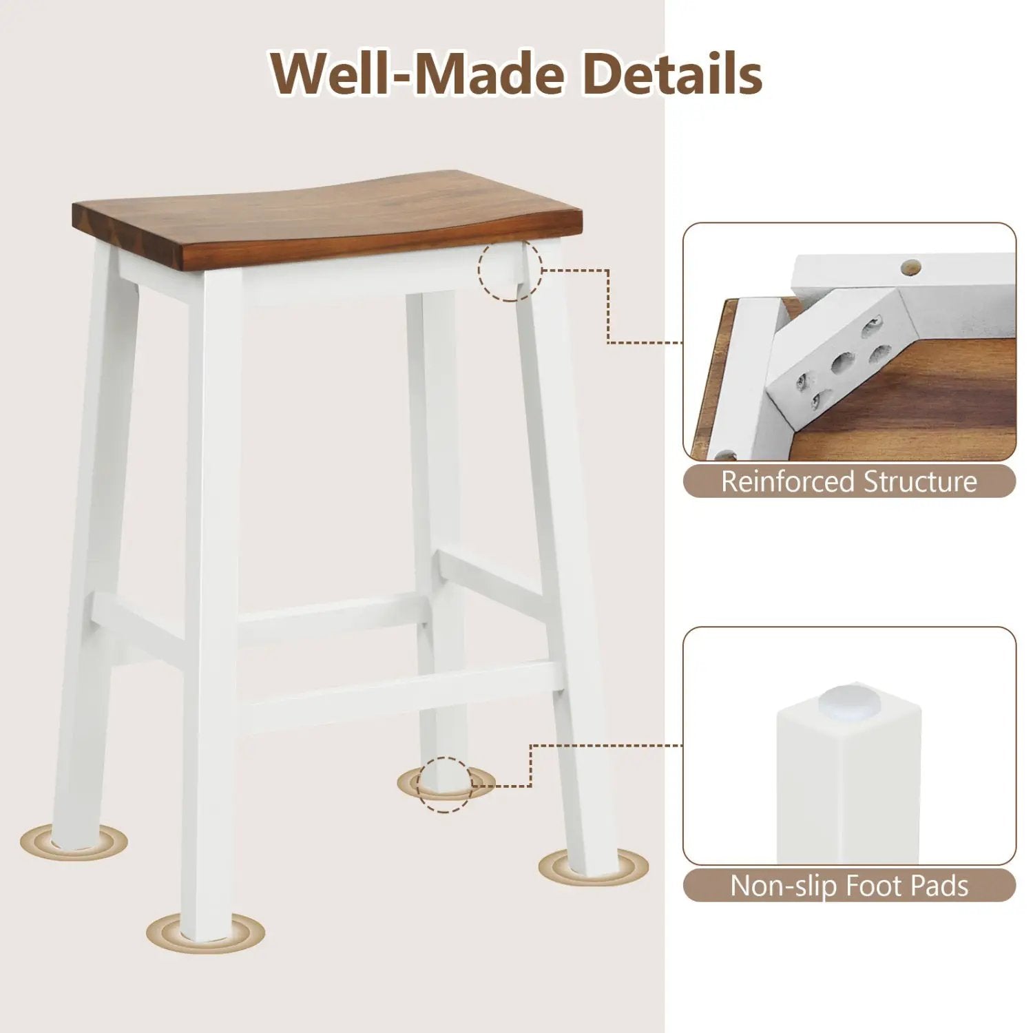 Saddle Bar Stools Set of 4 with Footrests, 24.5-Inch by DirectDeals