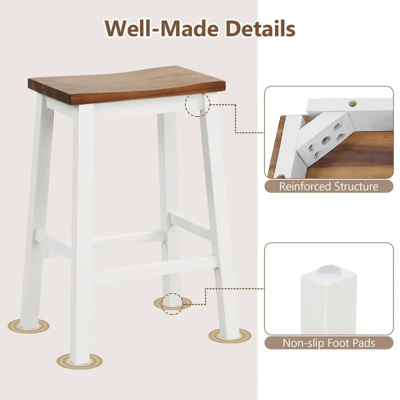 Saddle Bar Stools Set of 4 with Footrests, 24.5-Inch by DirectDeals