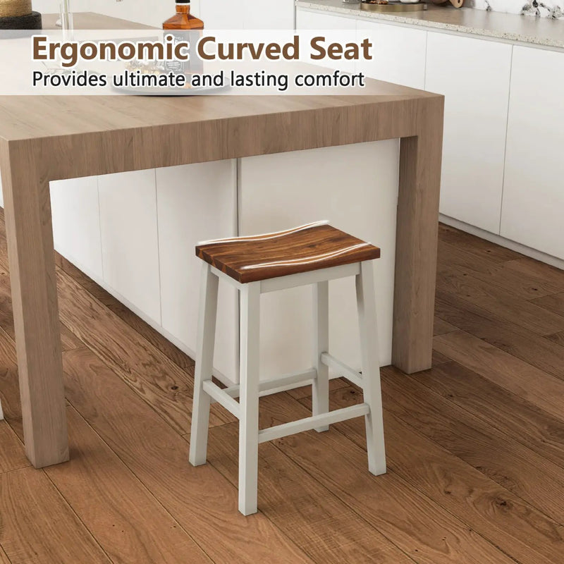 Saddle Bar Stools Set of 4 with Footrests, 24.5-Inch by DirectDeals