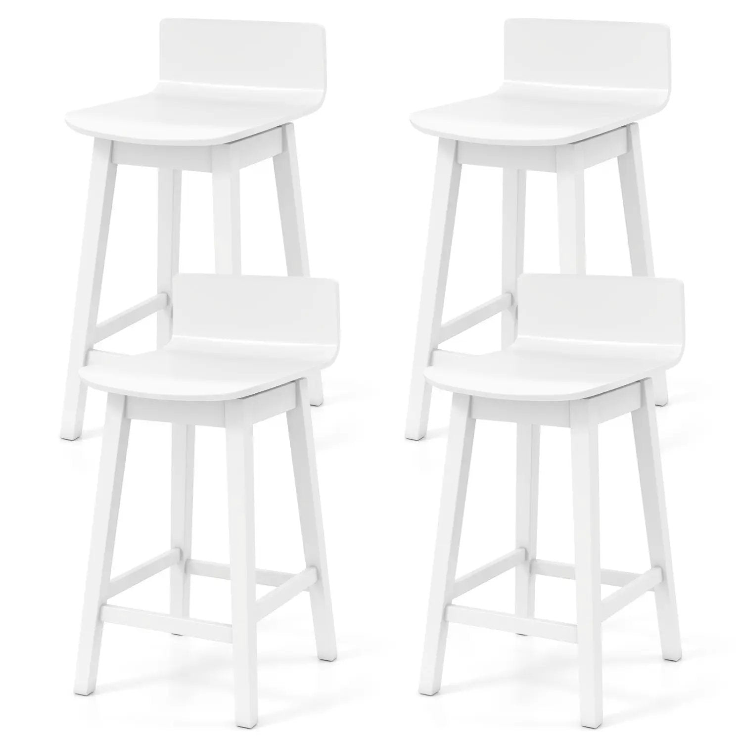24.5 Inch Swivel Wooden Bar Stools Set of 4 with Rubber Wood Legs and Low Back by DirectDeals