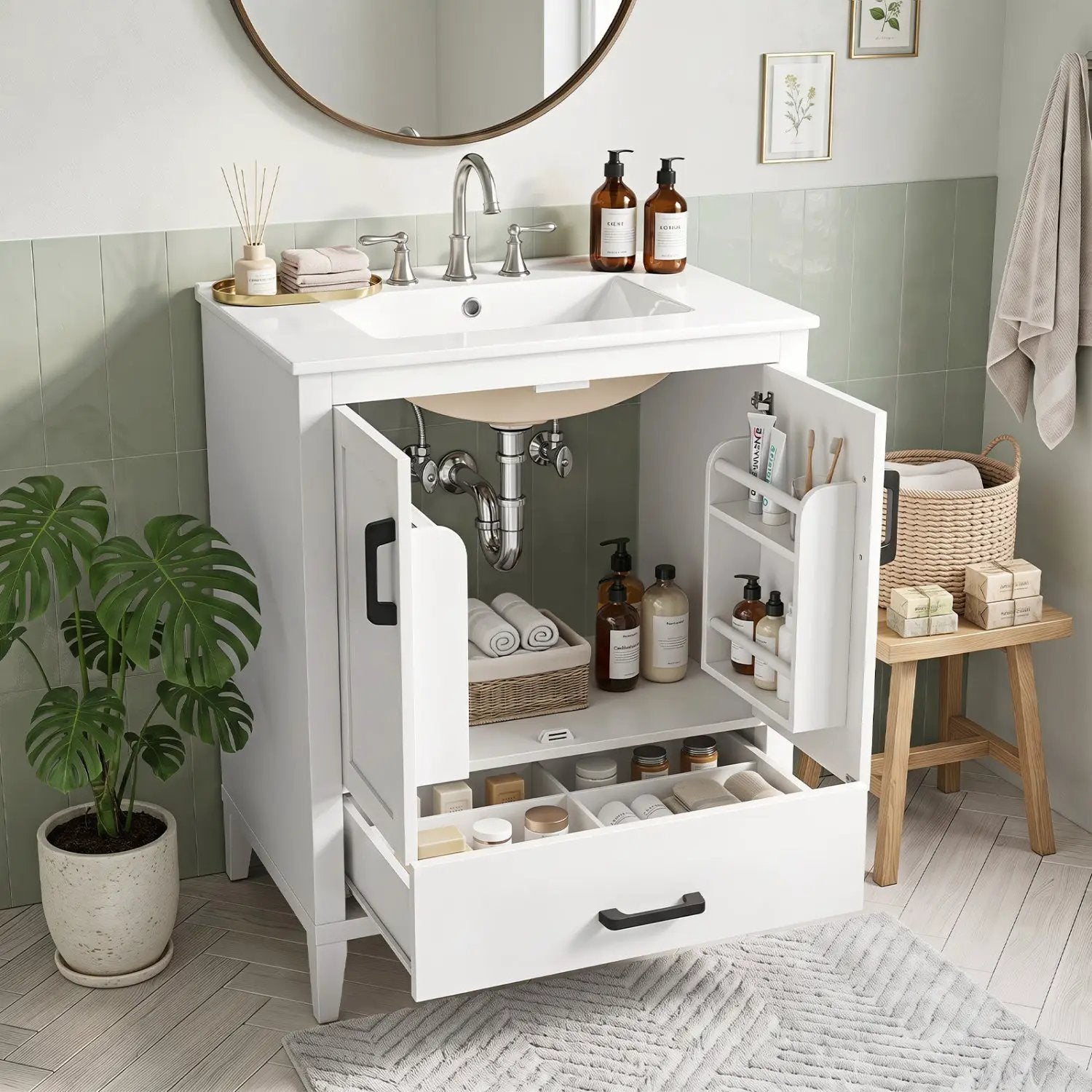 24.5" Bathroom Vanity with Ceramic Sink and Drawer by DirectDeals