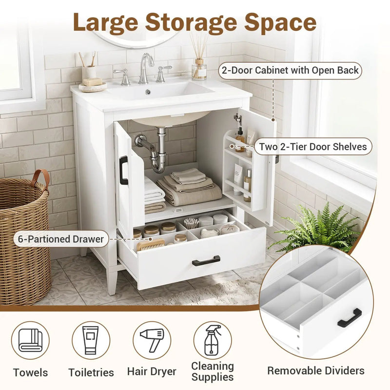 24.5" Bathroom Vanity with Ceramic Sink and Drawer by DirectDeals