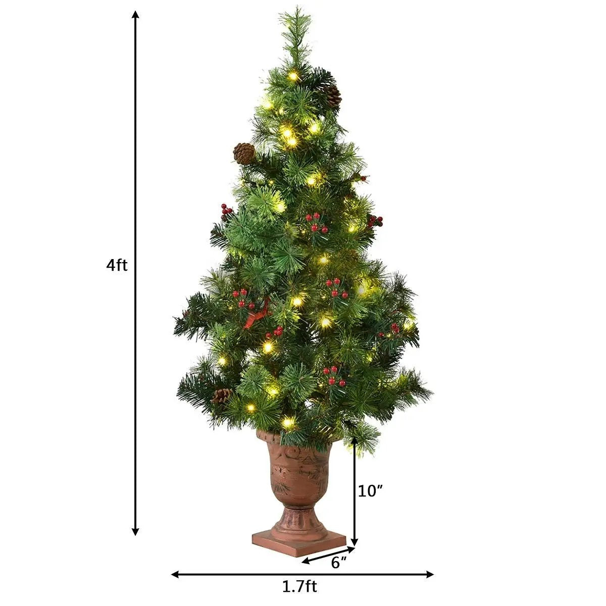 LED Christmas Tree with Red Berries Pine Cones, photo 3 of 20