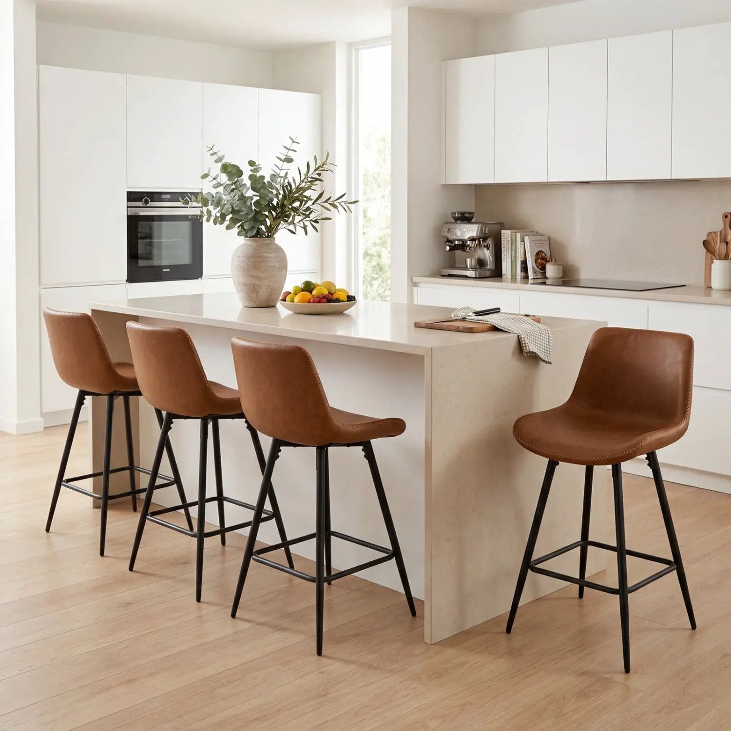 24 Inch Bar Stools Set of 4 with Backs and Footrests by DirectDeals