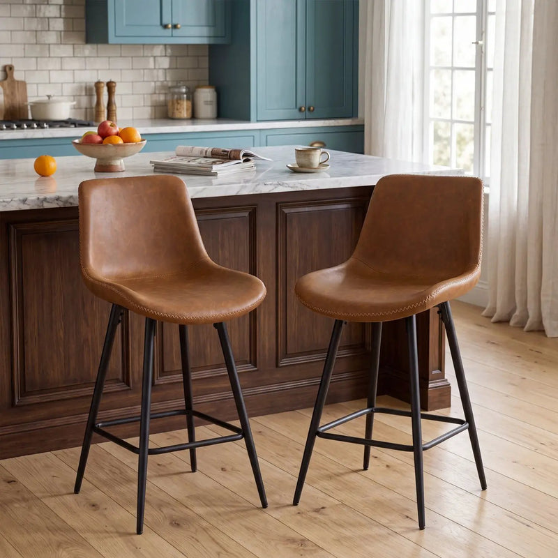 24 Inch Bar Stools Set of 2 with Backs and Footrests by DirectDeals