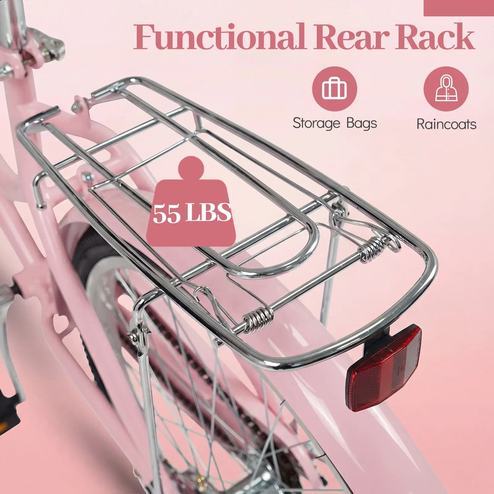 26" Beach Cruiser Bike for Women with Basket and Rear Rack by DirectDeals