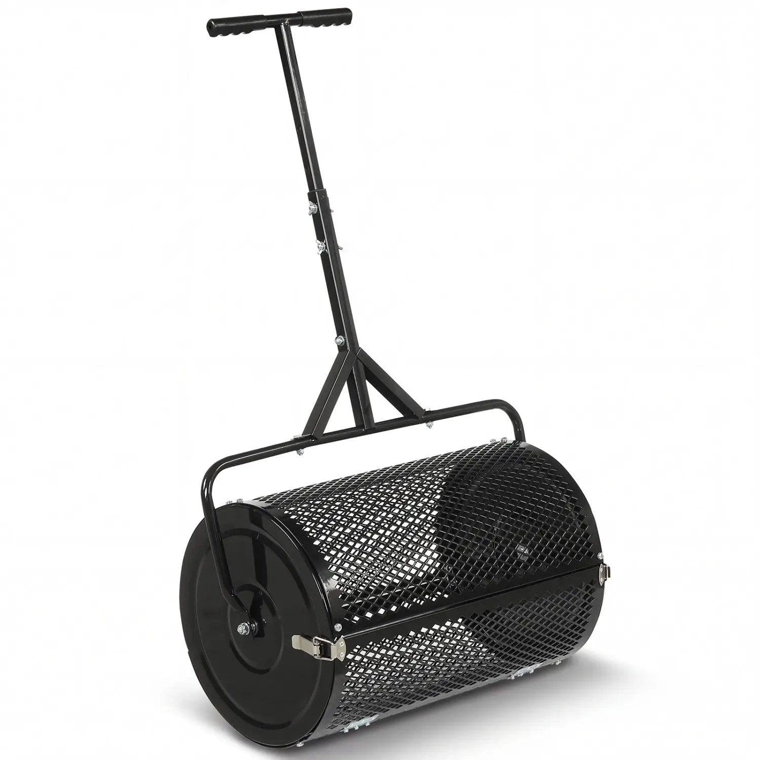 24 Inch Compost Spreader Peat Moss Spreader Roller with Height-Adjustable T-Shaped Handle by DirectDeals