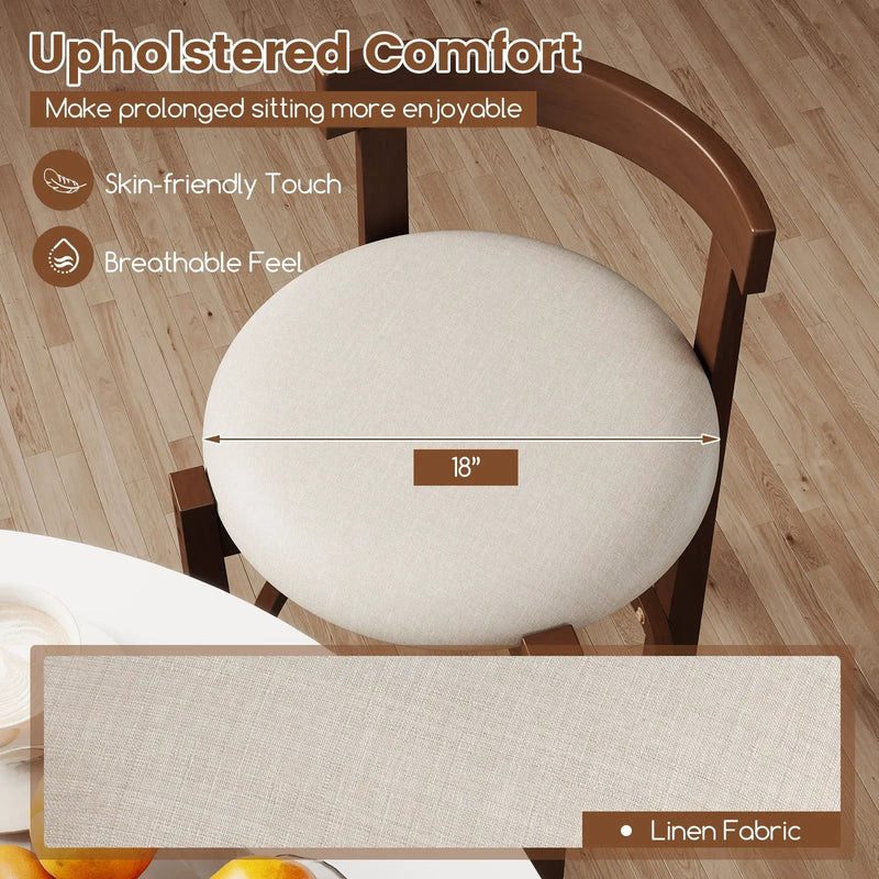 24 Inch Counter Height Bar Stools Set of 2 with Backrests and Footrests-Beige by DirectDeals