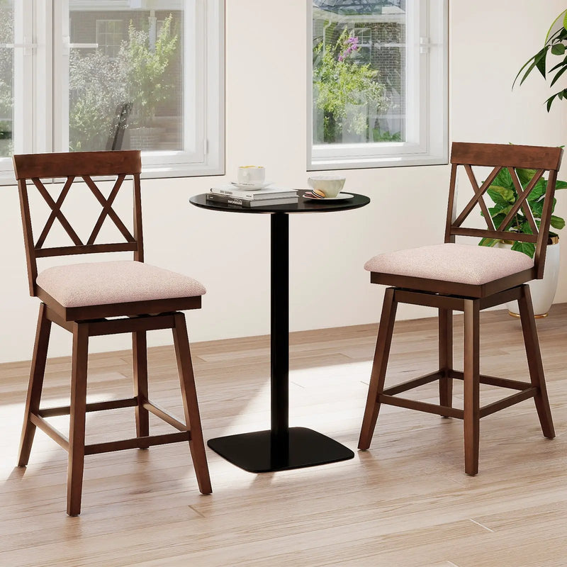 Counter Height Swivel Bar Stools with Upholstered Seat - Set of 2 by DirectDeals