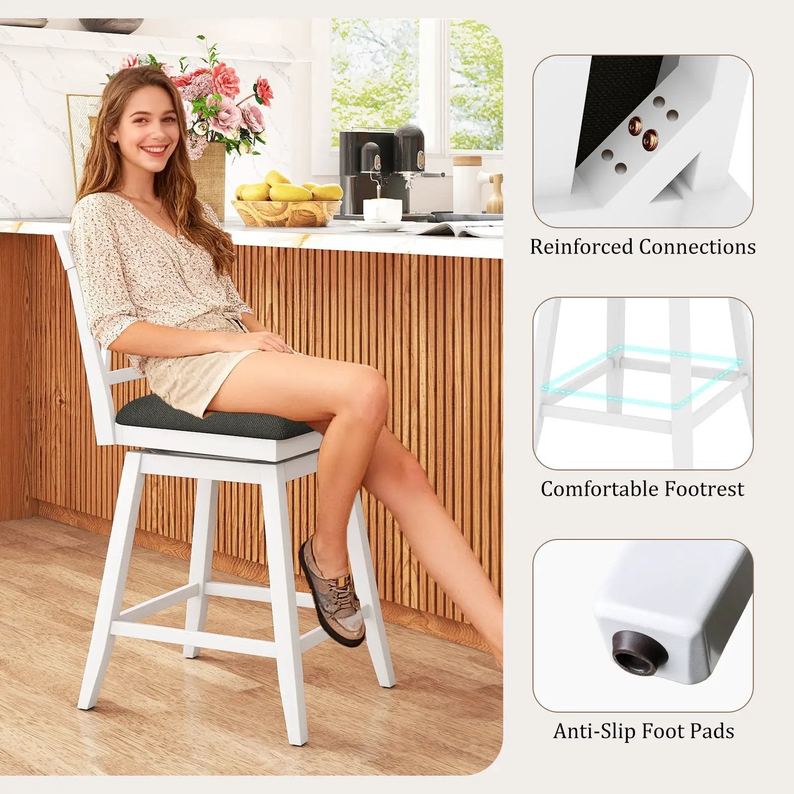Counter Height Swivel Bar Stools with Upholstered Seat by DirectDeals