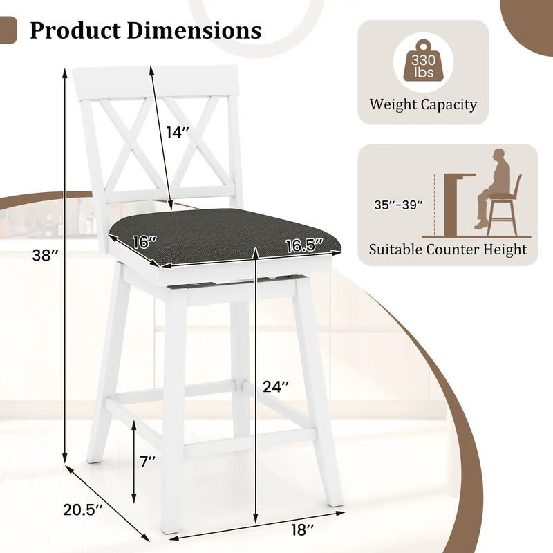 Counter Height Swivel Bar Stools with Upholstered Seat by DirectDeals