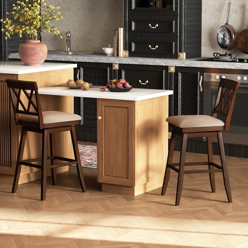 24 Inch Counter Height Barstools Set of 2 with Backrest and Seat Cushion by DirectDeals
