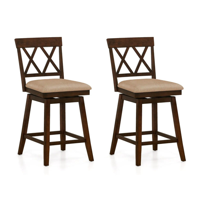 24 Inch Counter Height Barstools Set of 2 with Backrest and Seat Cushion by DirectDeals
