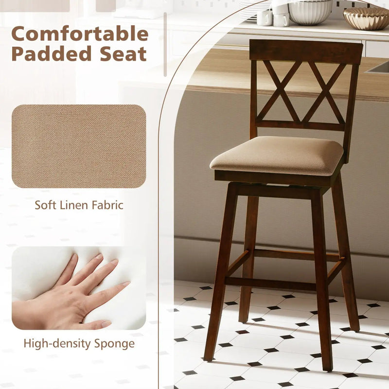 24 Inch Counter Height Barstools Set of 4 with Backrest and Upholstered Seat Cushion by DirectDeals