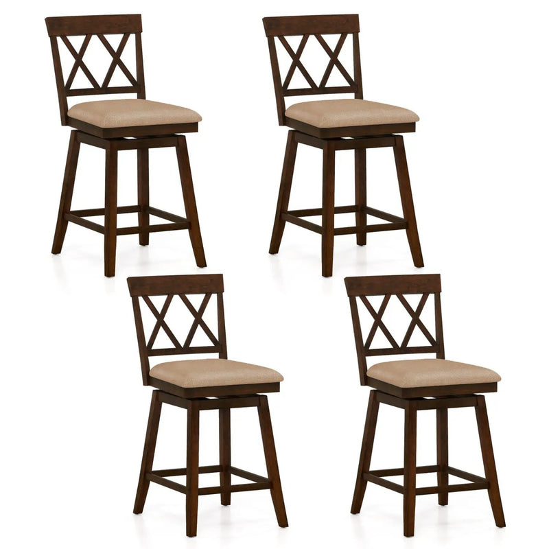 24 Inch Counter Height Barstools Set of 4 with Backrest and Upholstered Seat Cushion by DirectDeals