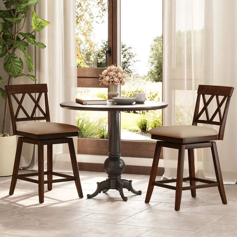 24 Inch Counter Height Barstools Set of 4 with Backrest and Upholstered Seat Cushion by DirectDeals