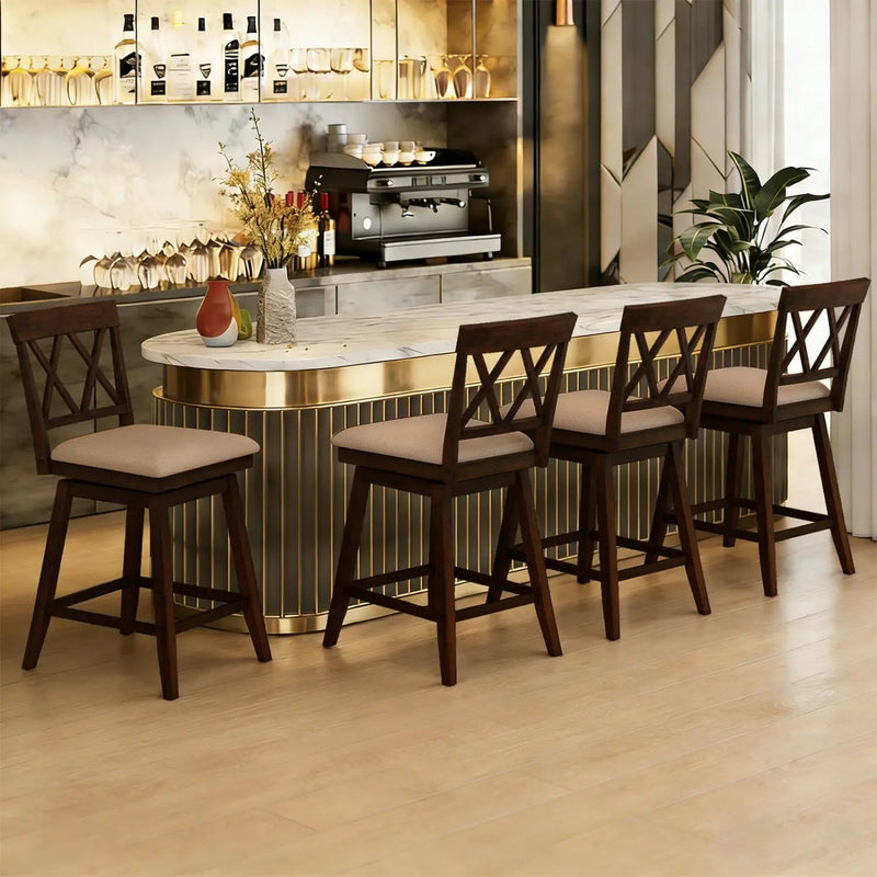 24 Inch Counter Height Barstools Set of 4 with Backrest and Upholstered Seat Cushion by DirectDeals