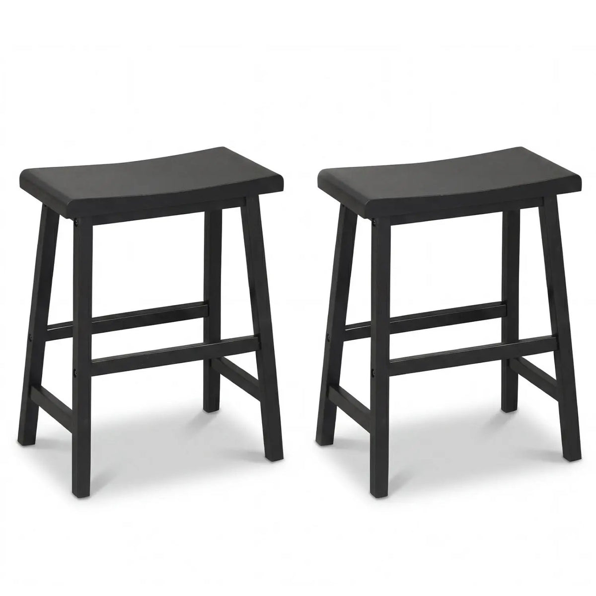 24 Inch Counter Height Stools Solid Wood Saddle Bar Stools Set of 2