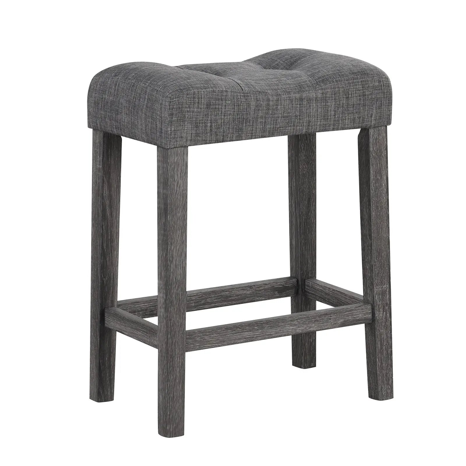 24 Inch Set of 2 Saddle Bar Stools with Padded Seat-Gray by DirectDeals