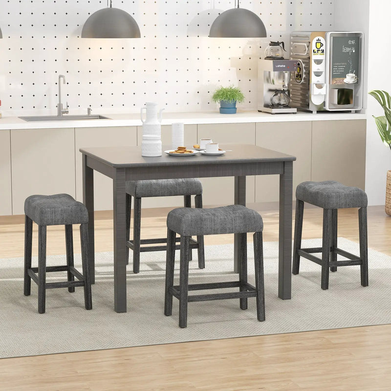 24 Inch Set of 2 Saddle Bar Stools with Padded Seat-Gray by DirectDeals