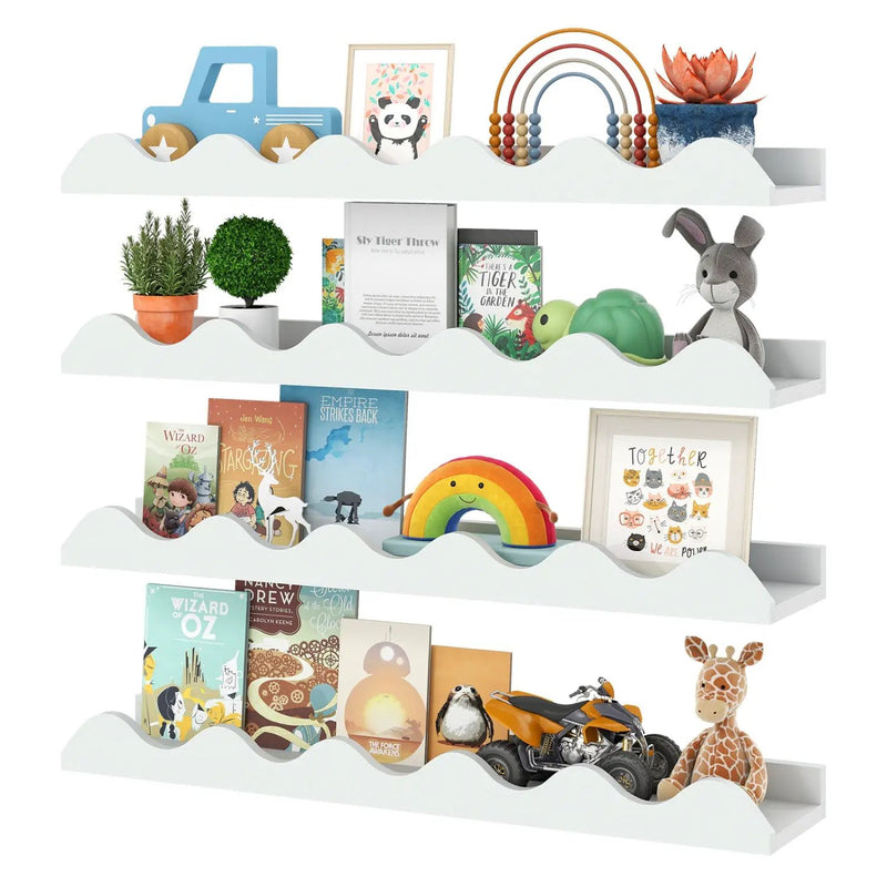 Wall-Mounted Picture Ledge Shelf Set of 4 - 24 Inch White by DirectDeals