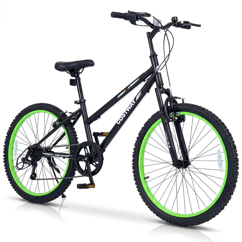 24 Inch Kids Mountain Bike with 7-Speed Adjustable Suspension by DirectDeals