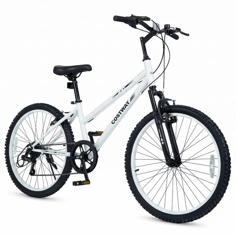 24 Inch Kids Mountain Bike Adjustable with 7 Speed and Suspension Fork by DirectDeals