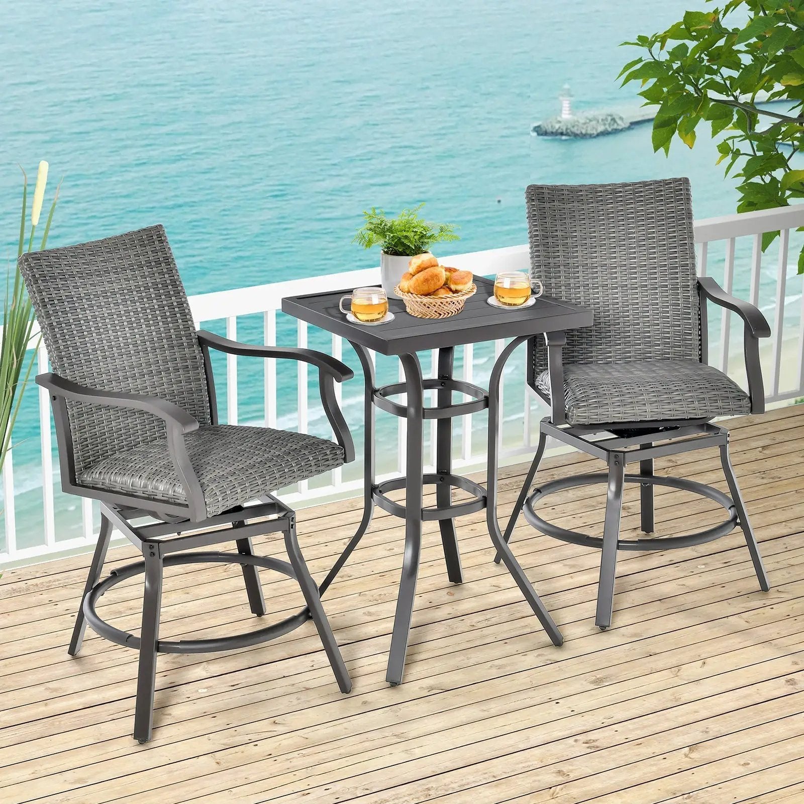 24 Inch Patio Bar Height Table with Aluminum Tabletop and Adjustable Foot Pads by DirectDeals
