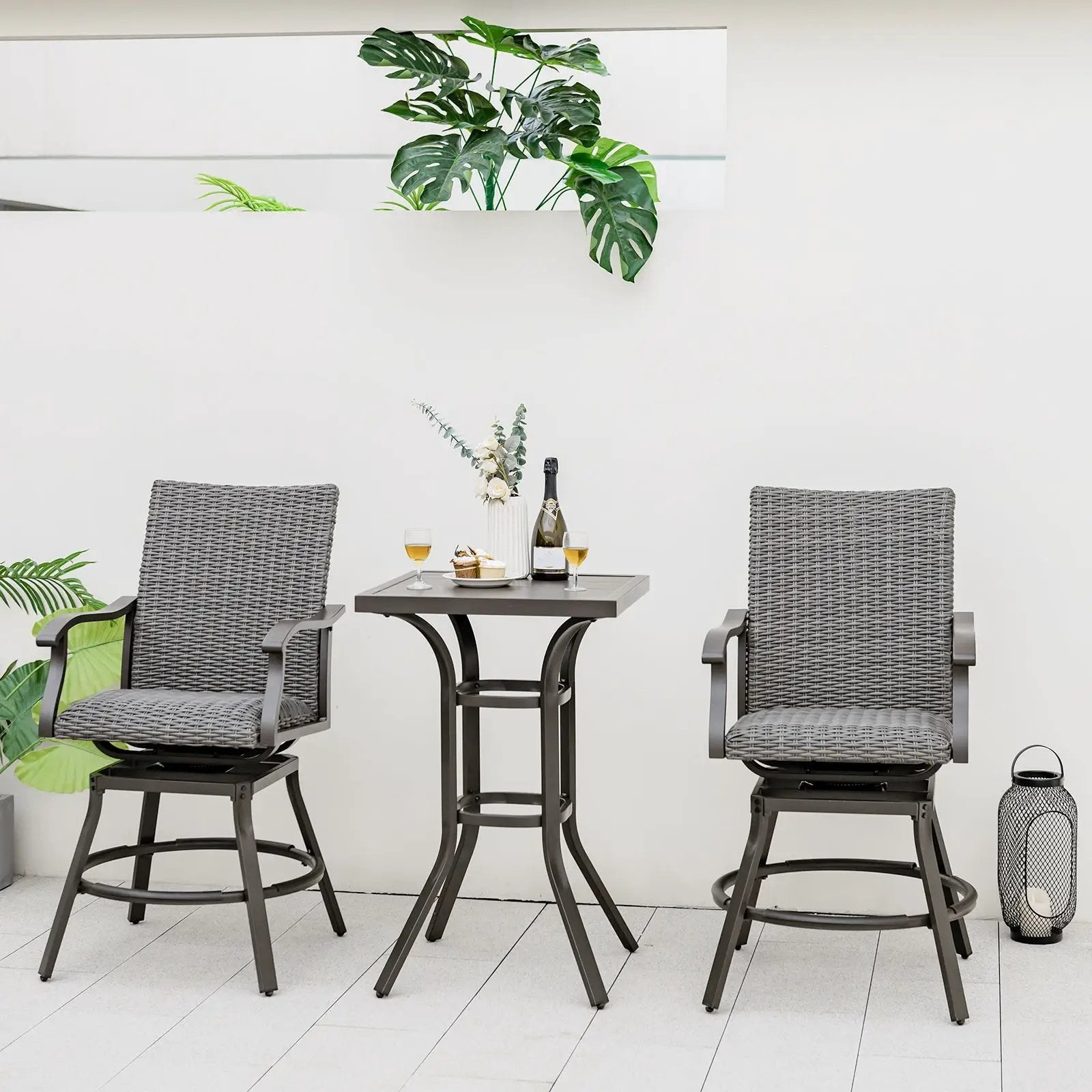 24 Inch Patio Bar Height Table with Aluminum Tabletop and Adjustable Foot Pads by DirectDeals