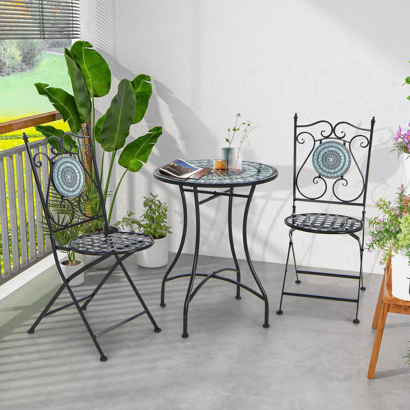 24 Inch Patio Bistro Table with Ceramic Tile Tabletop by DirectDeals